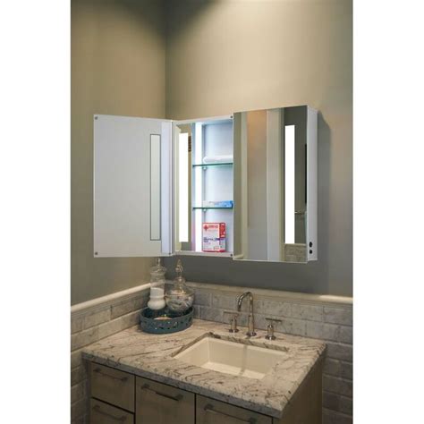 dual lighted steel recessed medicine cabinet|recessed craftsman mirrored medicine cabinet.